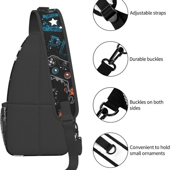 Men's Polyester Sling Backpack Lightweight Travel Crossbody Daypack - Picture 7 of 8